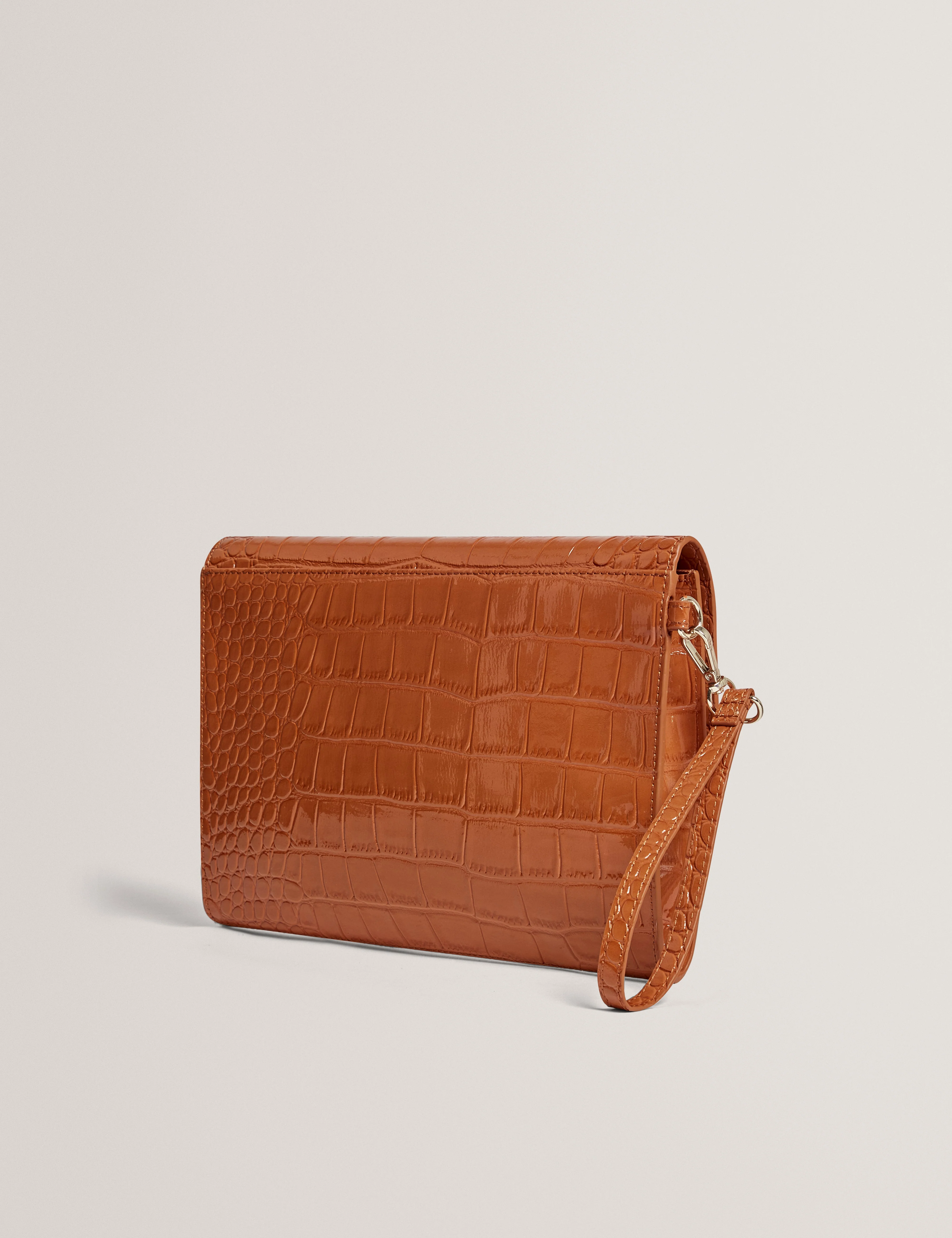 Wesslie Croc Effect Icon Envelope Pouch Tan - Image 4