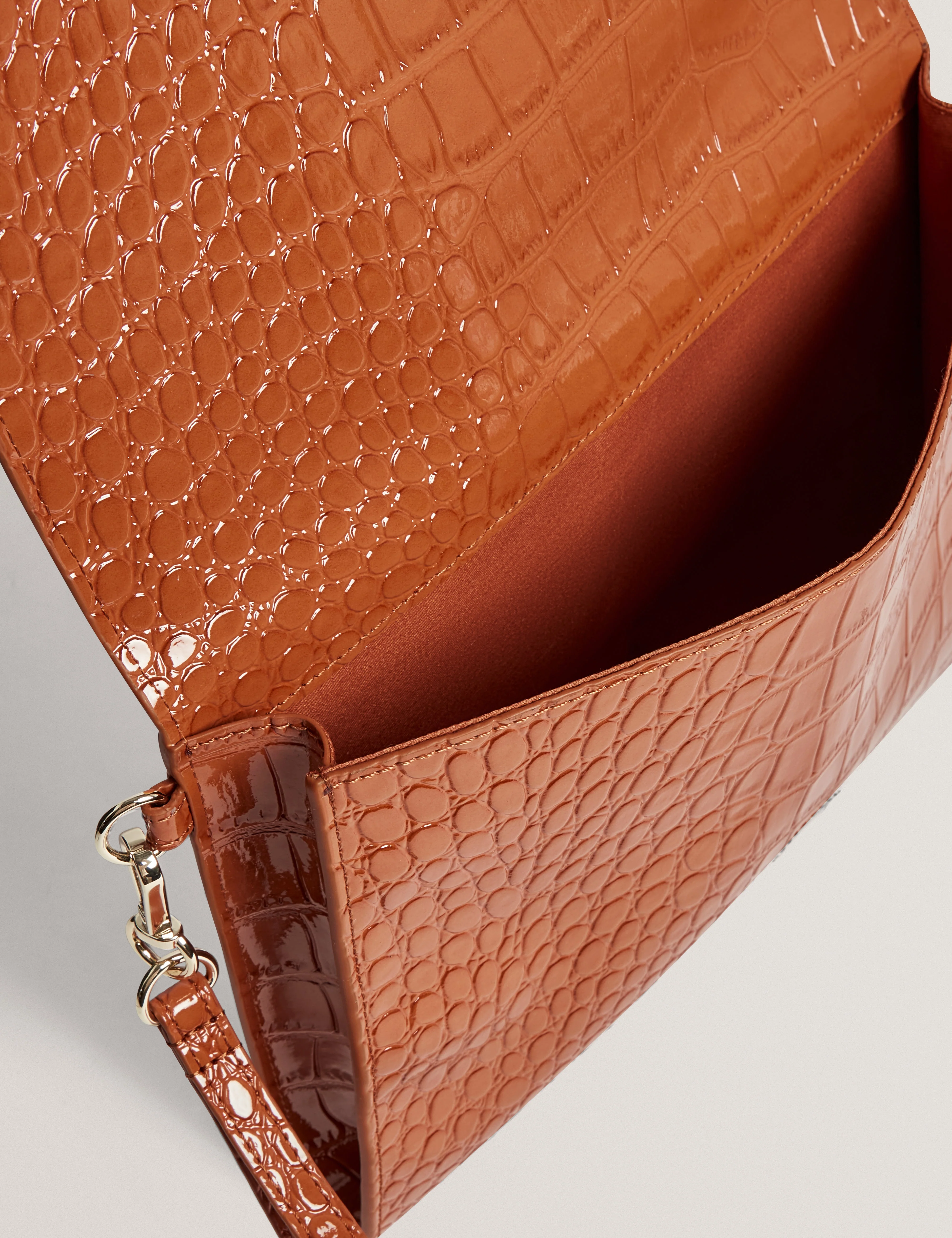 Wesslie Croc Effect Icon Envelope Pouch Tan - Image 5
