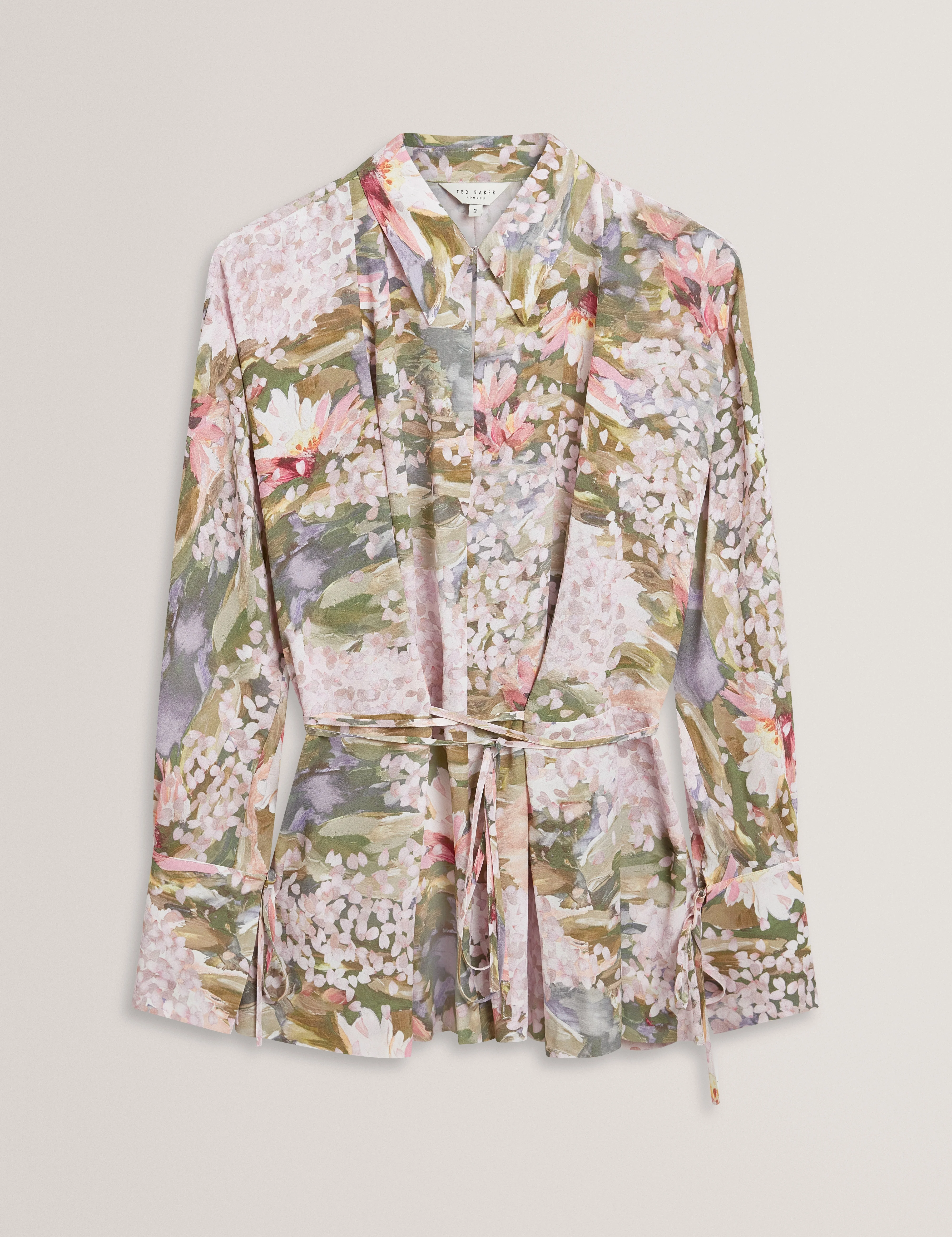 Wiinni Printed Tie Detail Long Sleeve Shirt Pink - Image 7