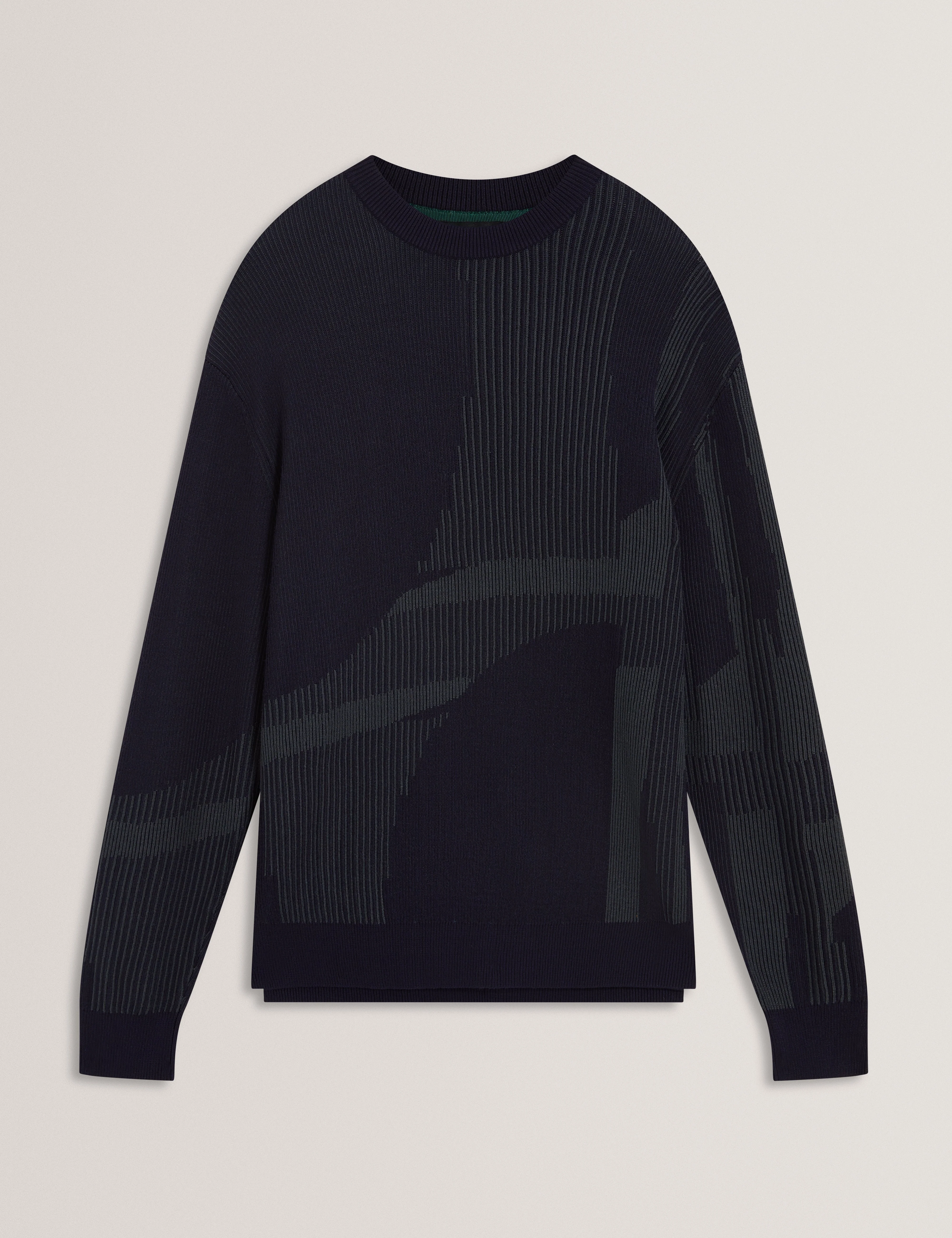 Wilan Abstract Crew Neck Jumper Navy - Image 7