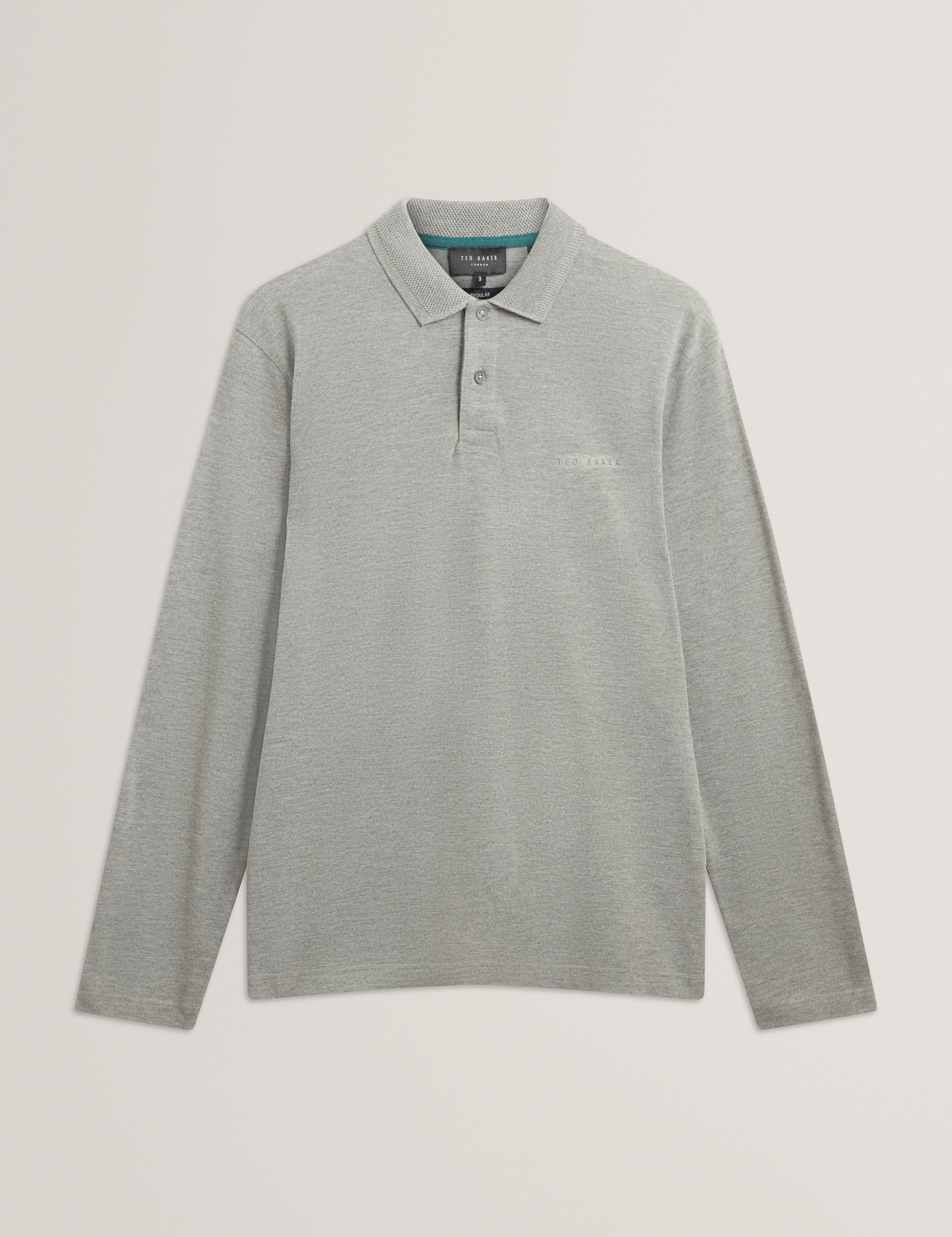 Woan Branded Honeycomb Trim Ls Polo Mid-Grey - Image 7