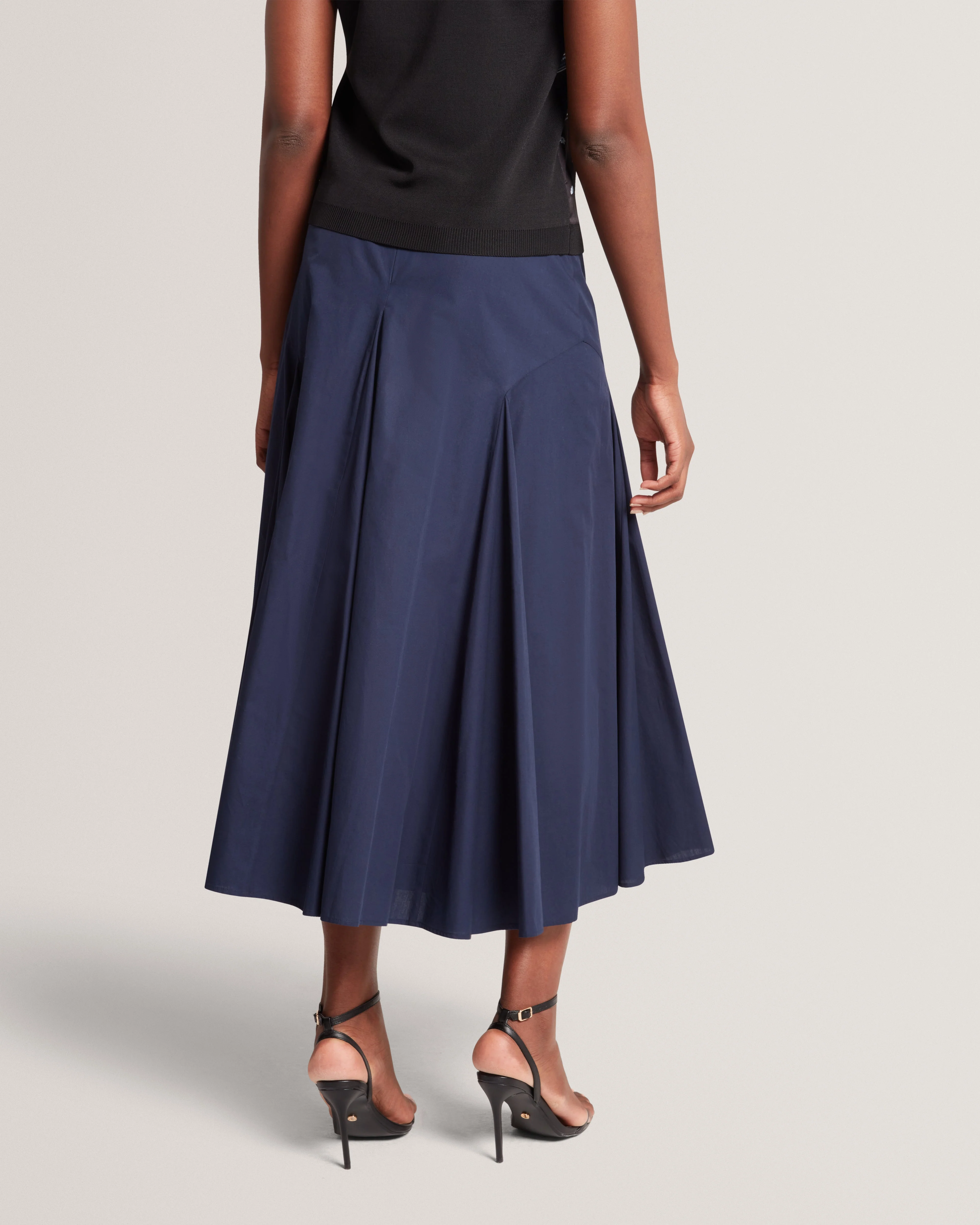 Zanzah Cotton Poplin Midi Skirt Navy - Image 5