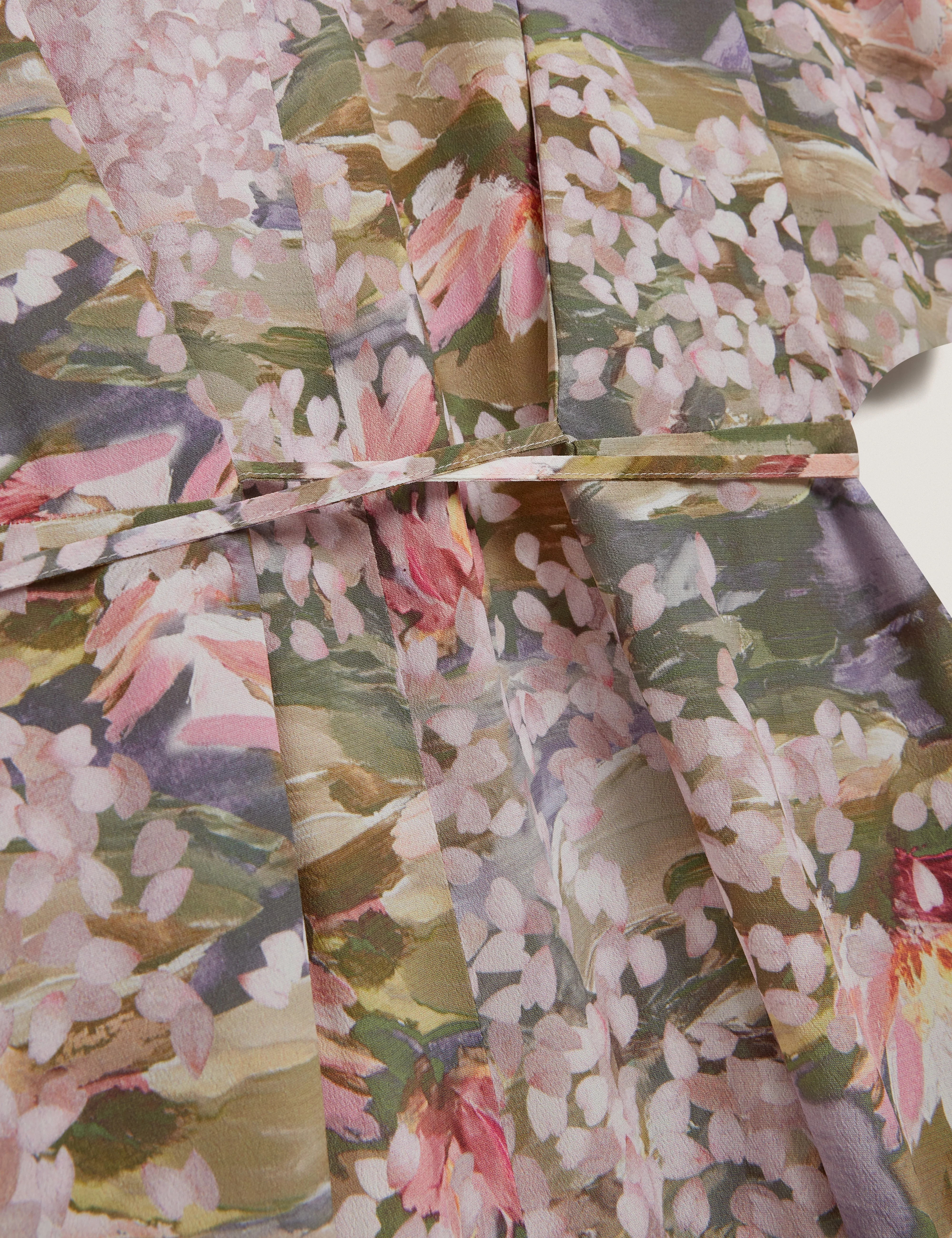 Zarlah Printed Tie Detail Midi Shirt Dress Pink - Image 3