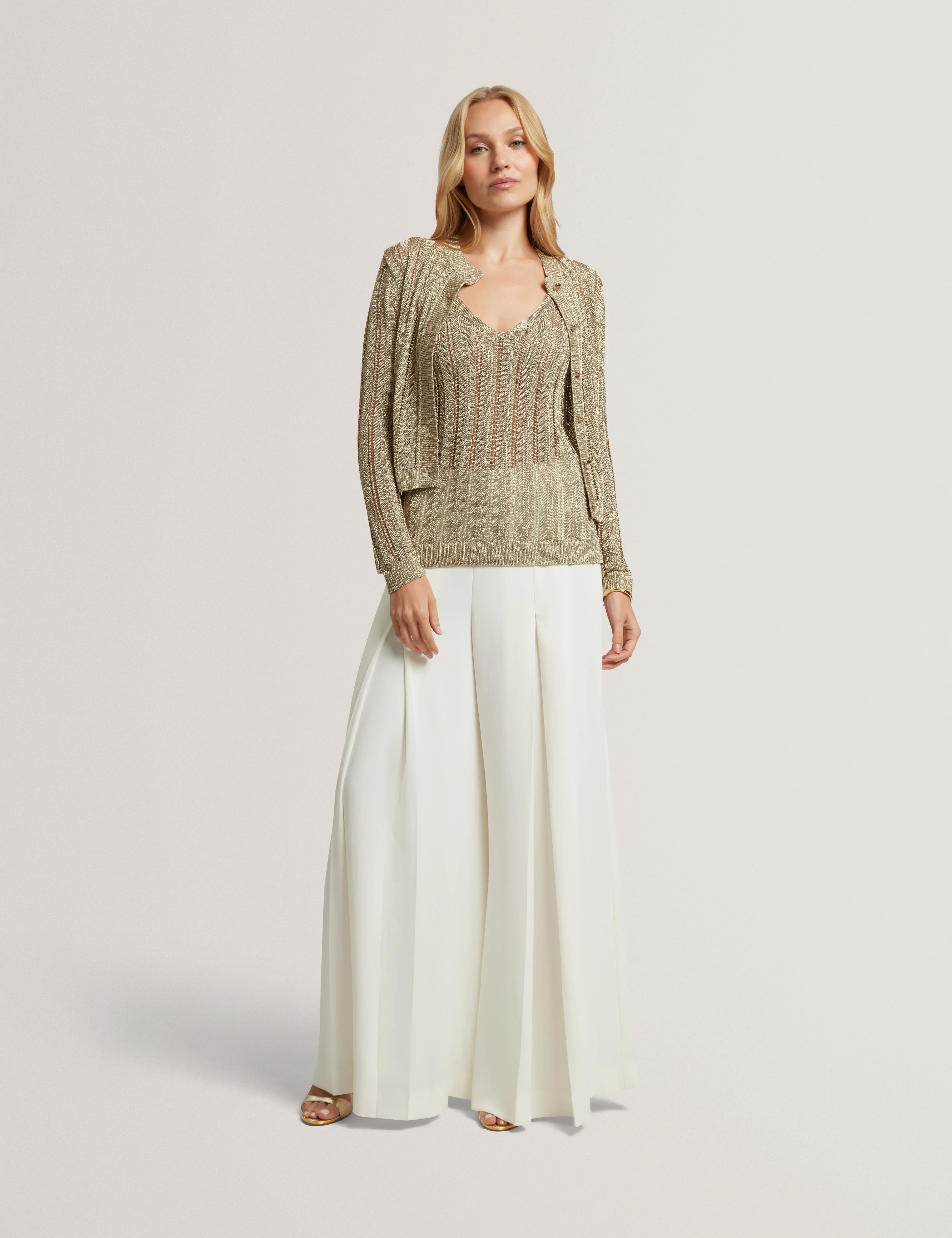 Zefria V-Neck Knitted Tank Top Gold - Image 2