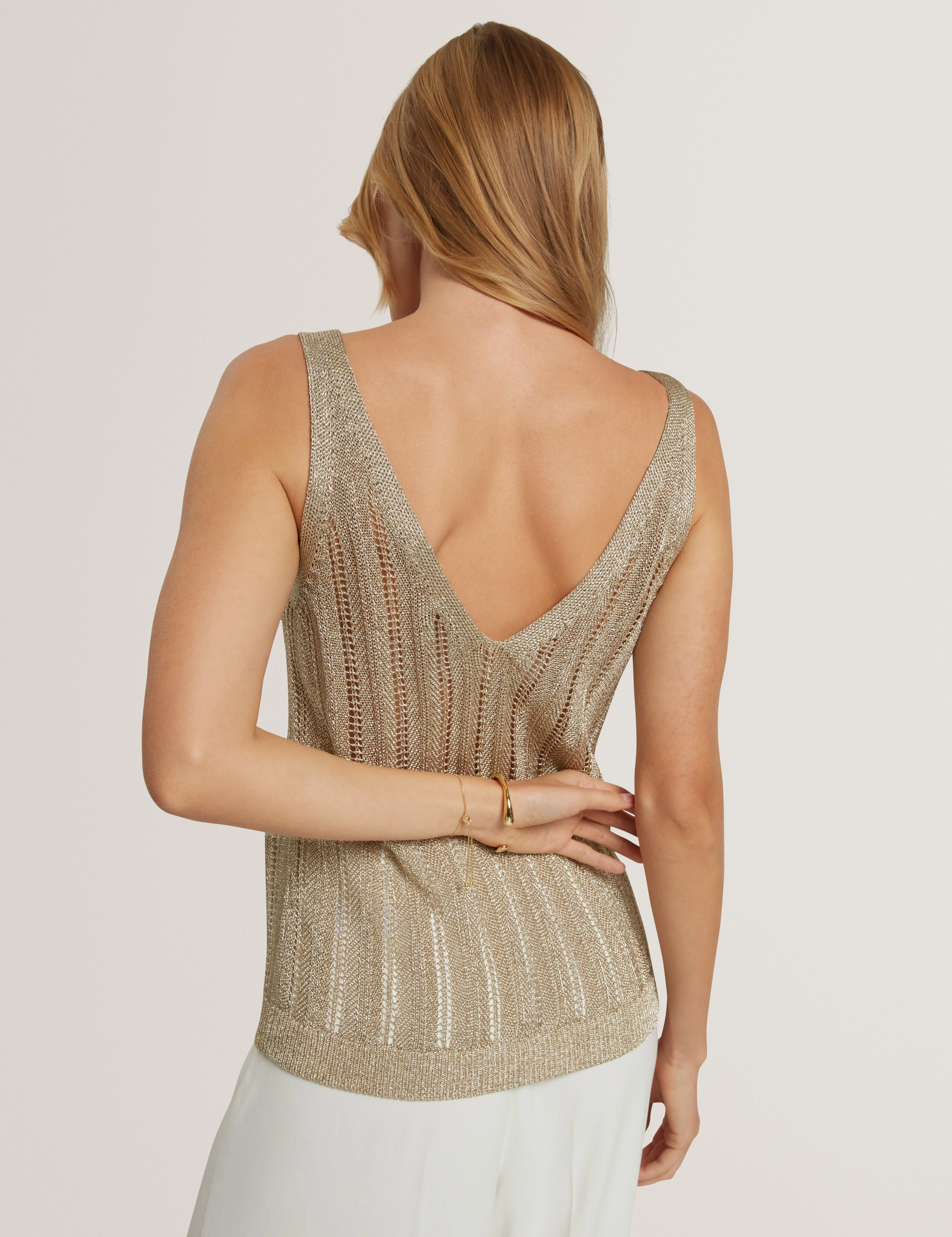 Zefria V-Neck Knitted Tank Top Gold - Image 4