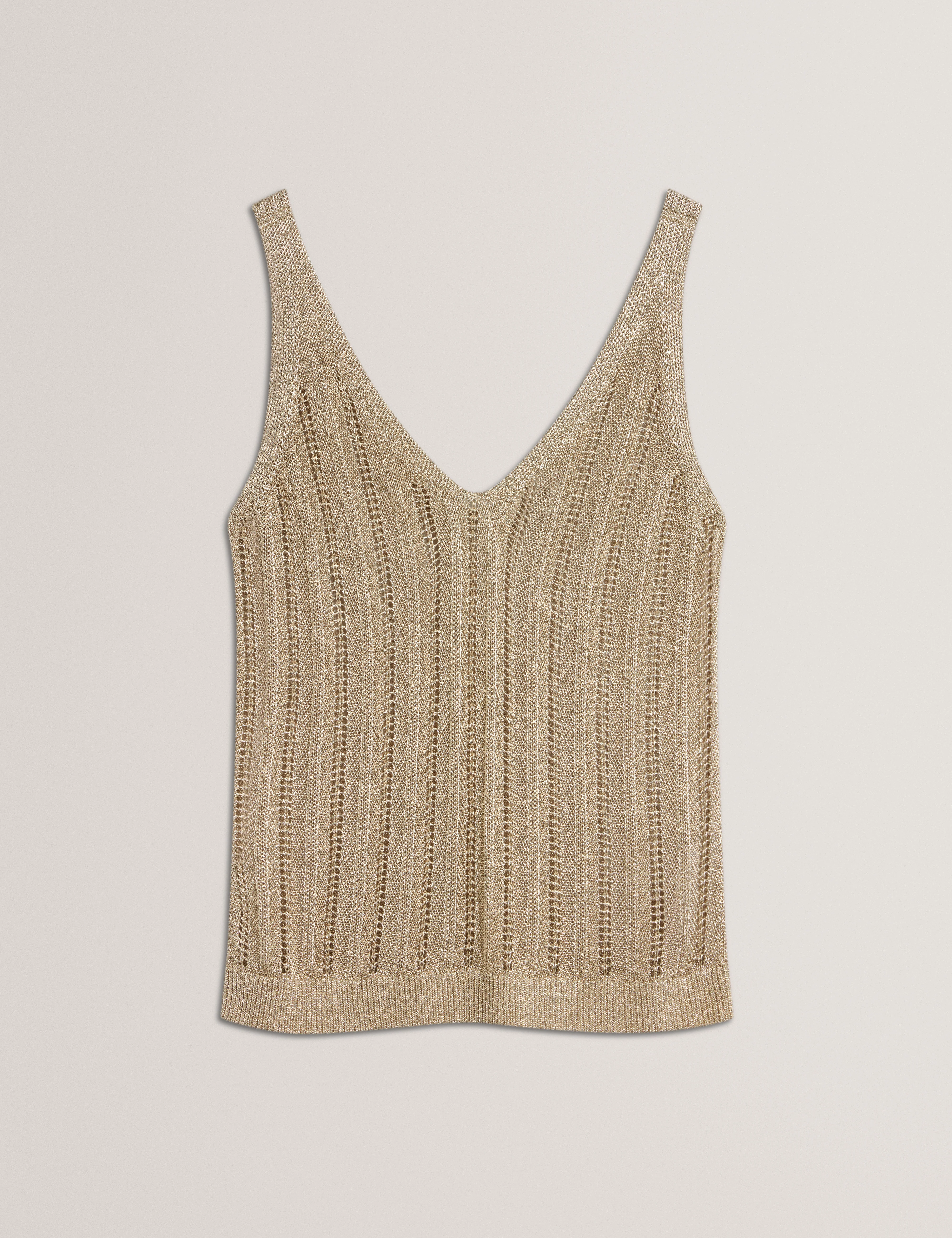 Zefria V-Neck Knitted Tank Top Gold - Image 6