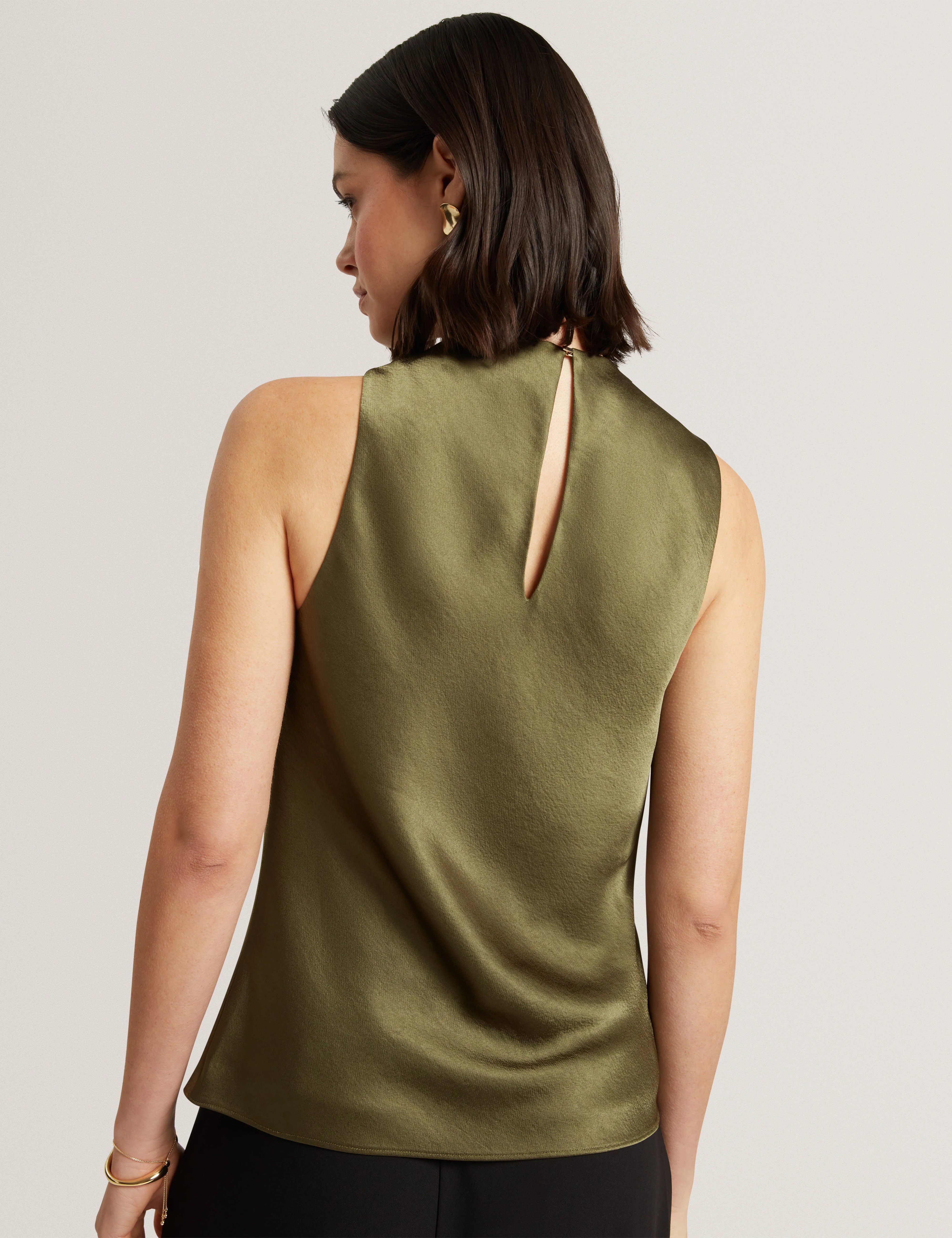 Zepha Drape Halter Neck Top Khaki - Image 5