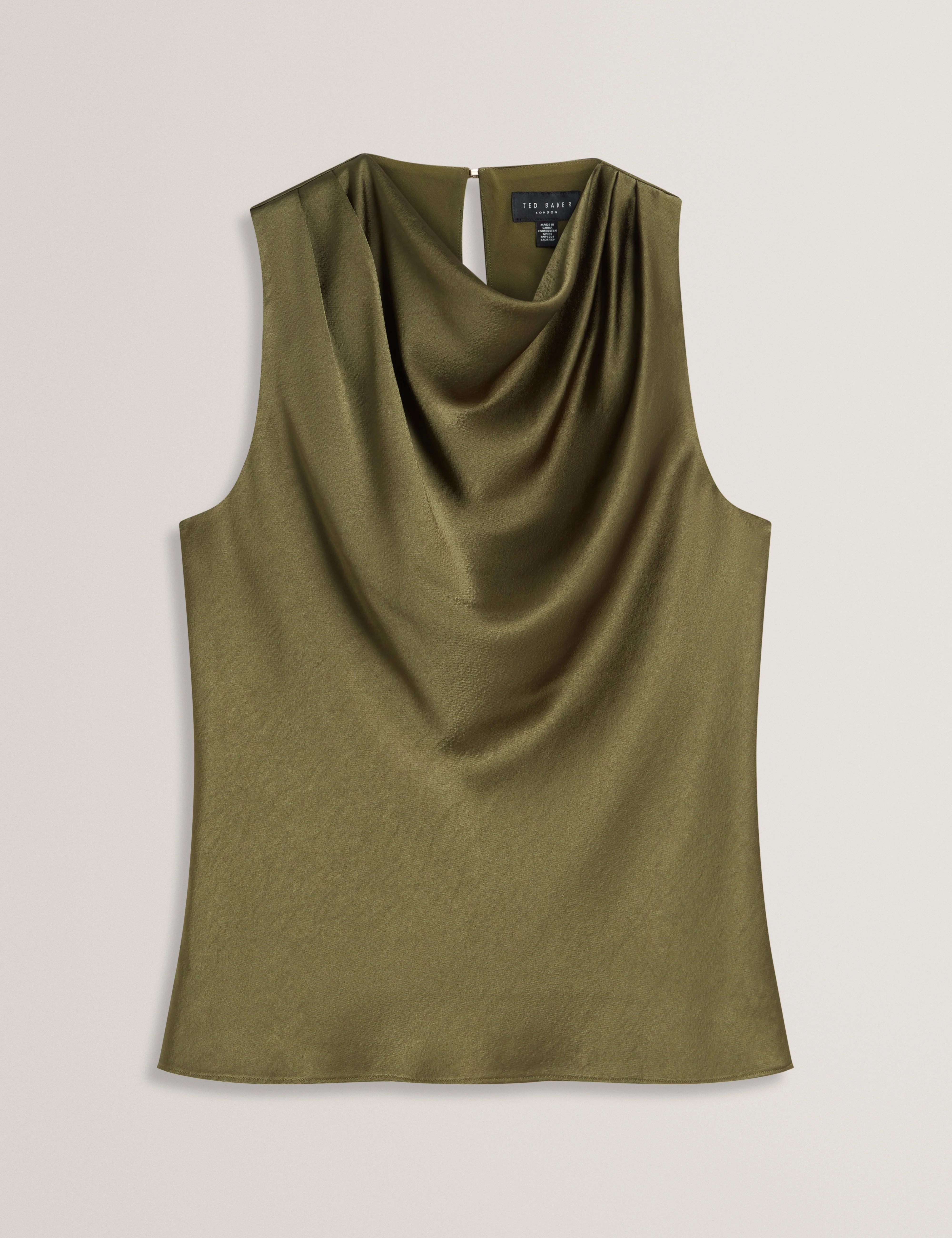 Zepha Drape Halter Neck Top Khaki - Image 7