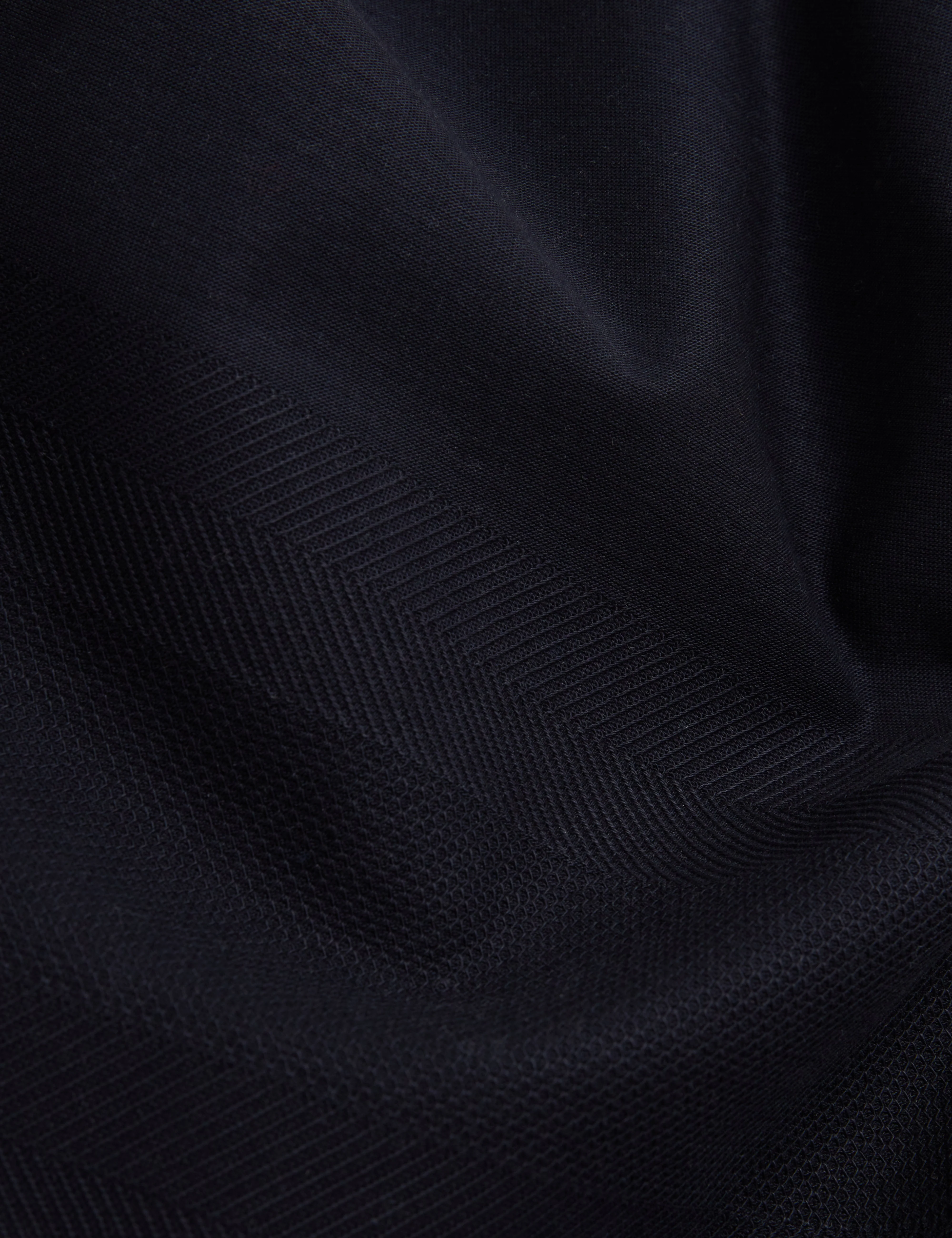 Zorin Short Sleeve Herringbone Panel Zip Polo Navy - Image 3